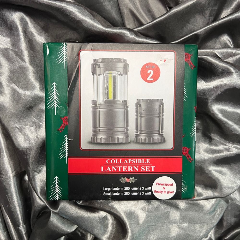 Collapsible Lantern Set 2 Large Small 280 Lumens 3 Watt LED Camping‎ Hiking Gift